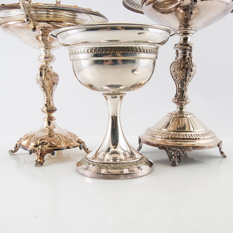 Sugar bowls 3 pcs, silver plate, early 20th century.