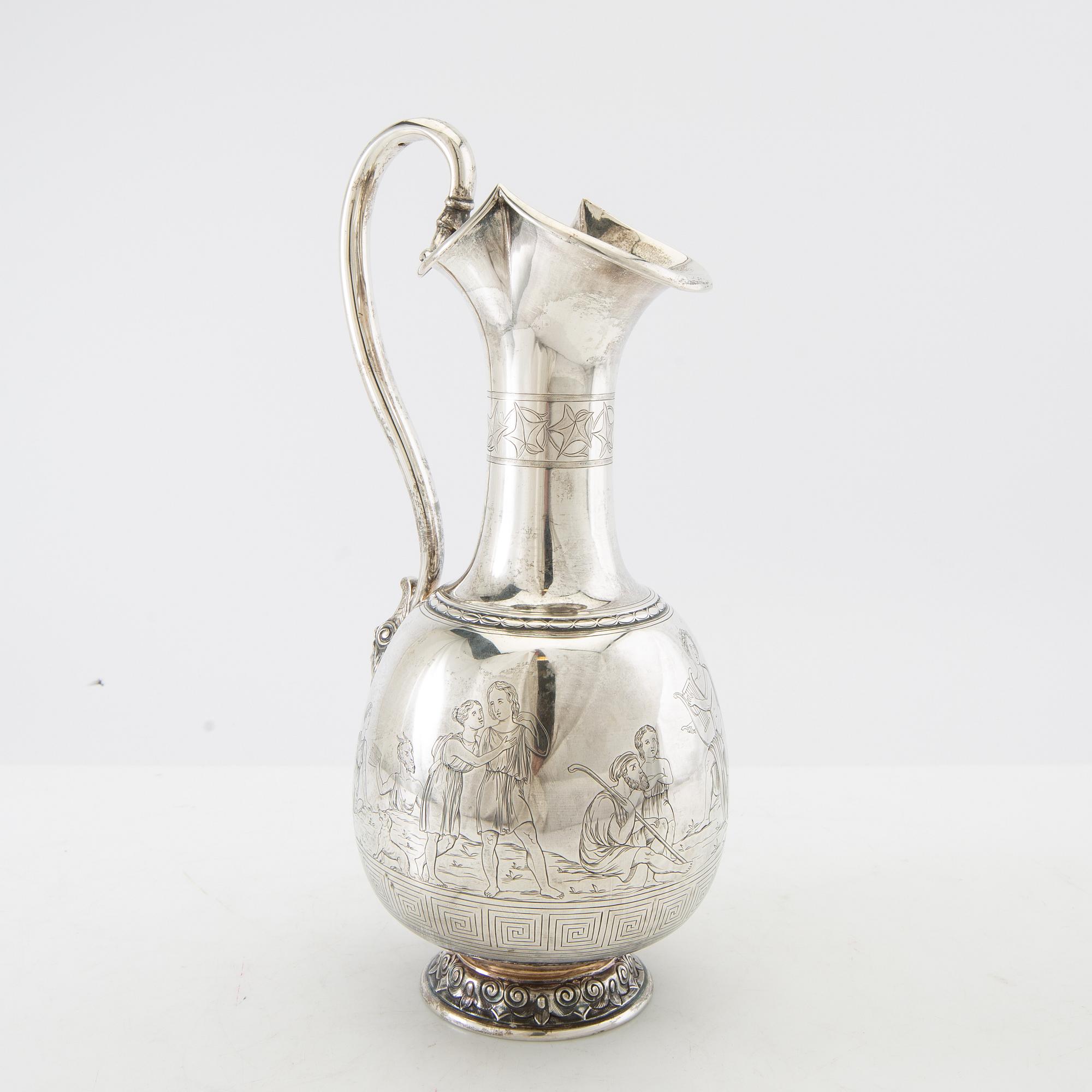 Emil Ferdinand Dahl, vinkanna, silver, Köpenhamn 1873.
