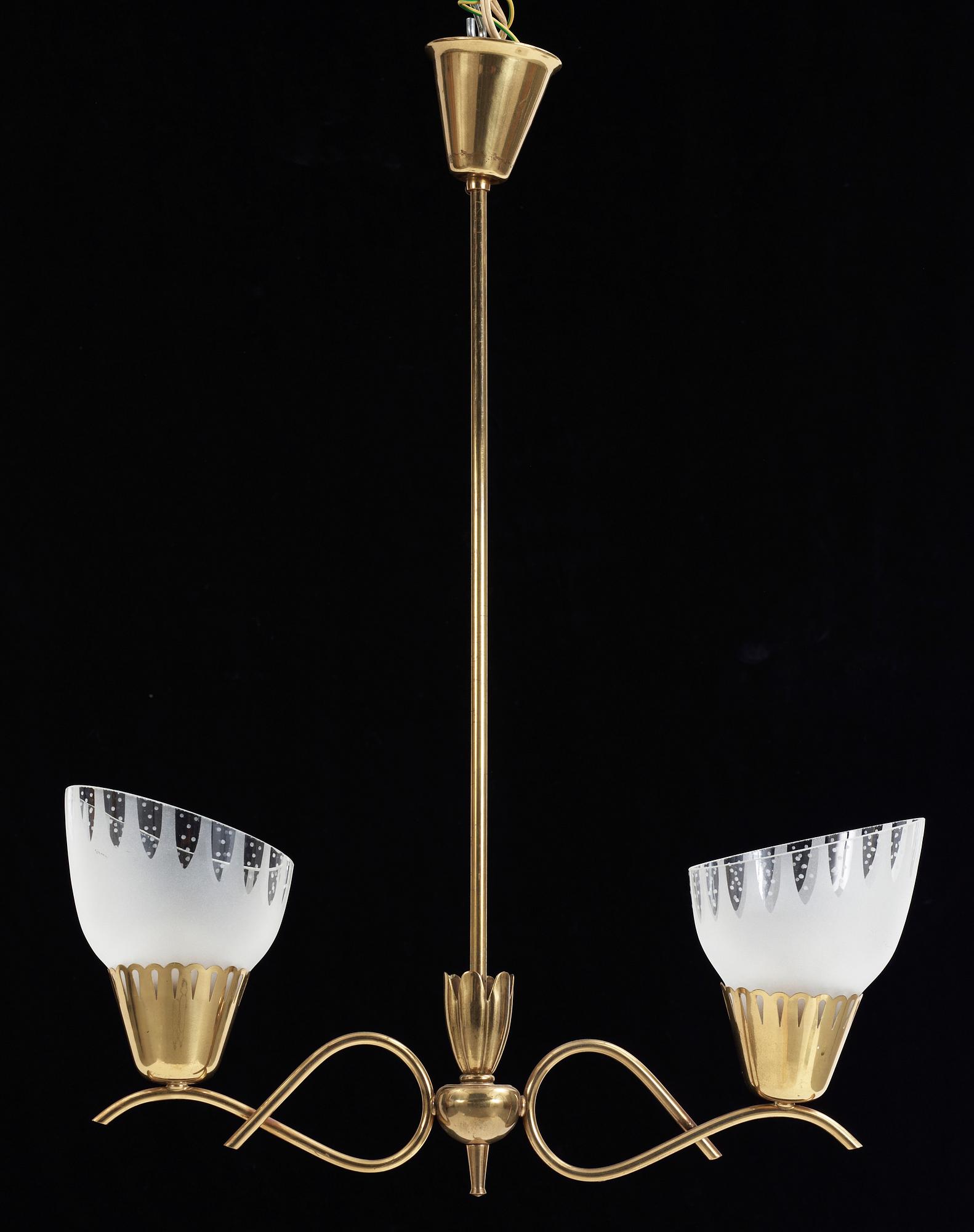 TAKLAMPA, mässing, 1940/50-tal.