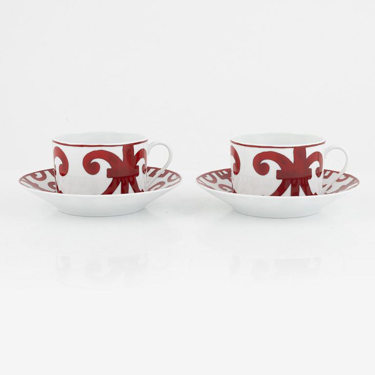 Hermès, porcelain cups with saucers, a pair, "Balcon du Guadalquivir".