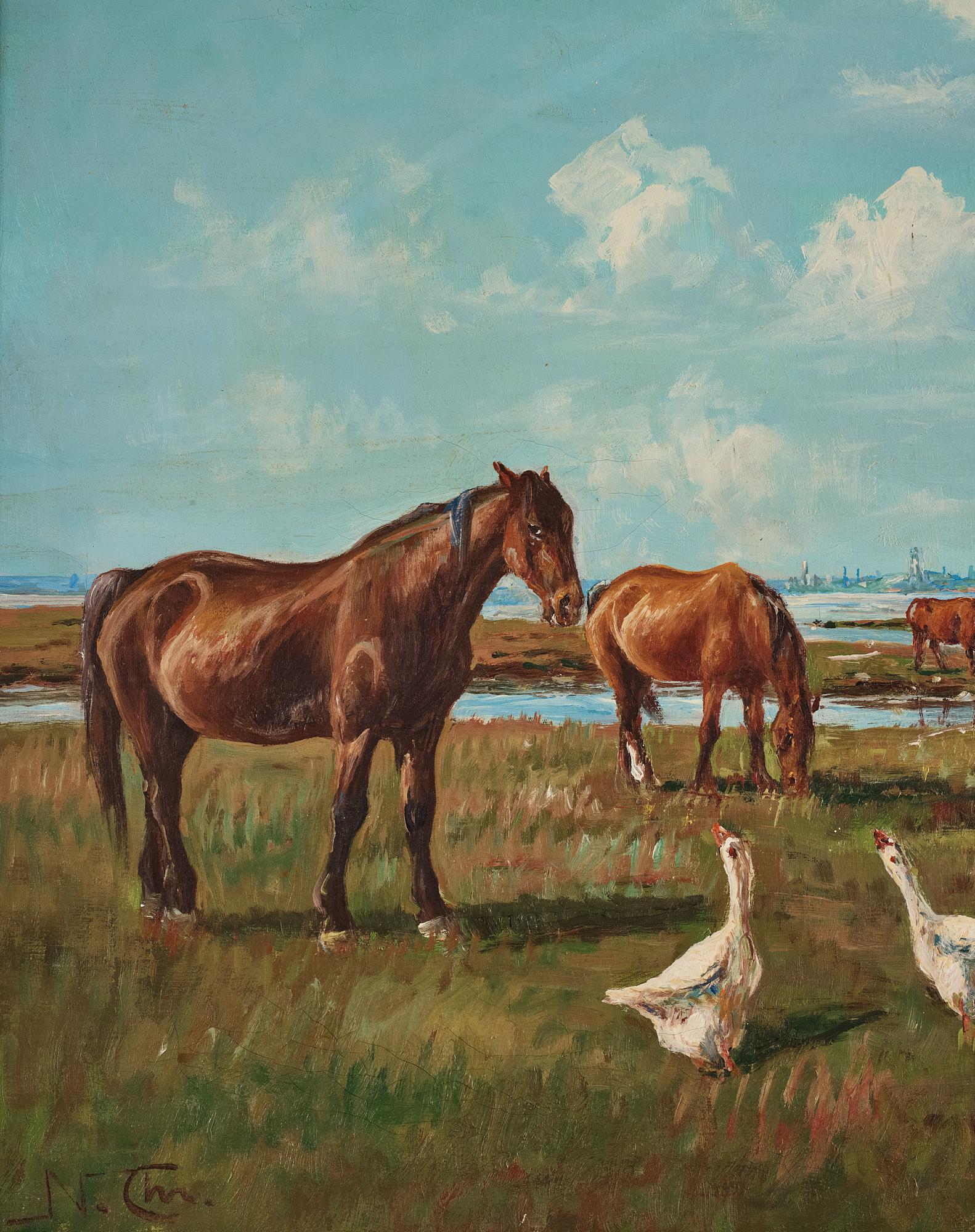 Niels Christiansen, Landskap med hästar, kor och gäss.