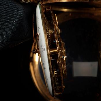 FICKUR, guld, emalj, pärlor samt pastestenar, märkt: "Breguet, Paris", sannolikt 1700-talets slut.