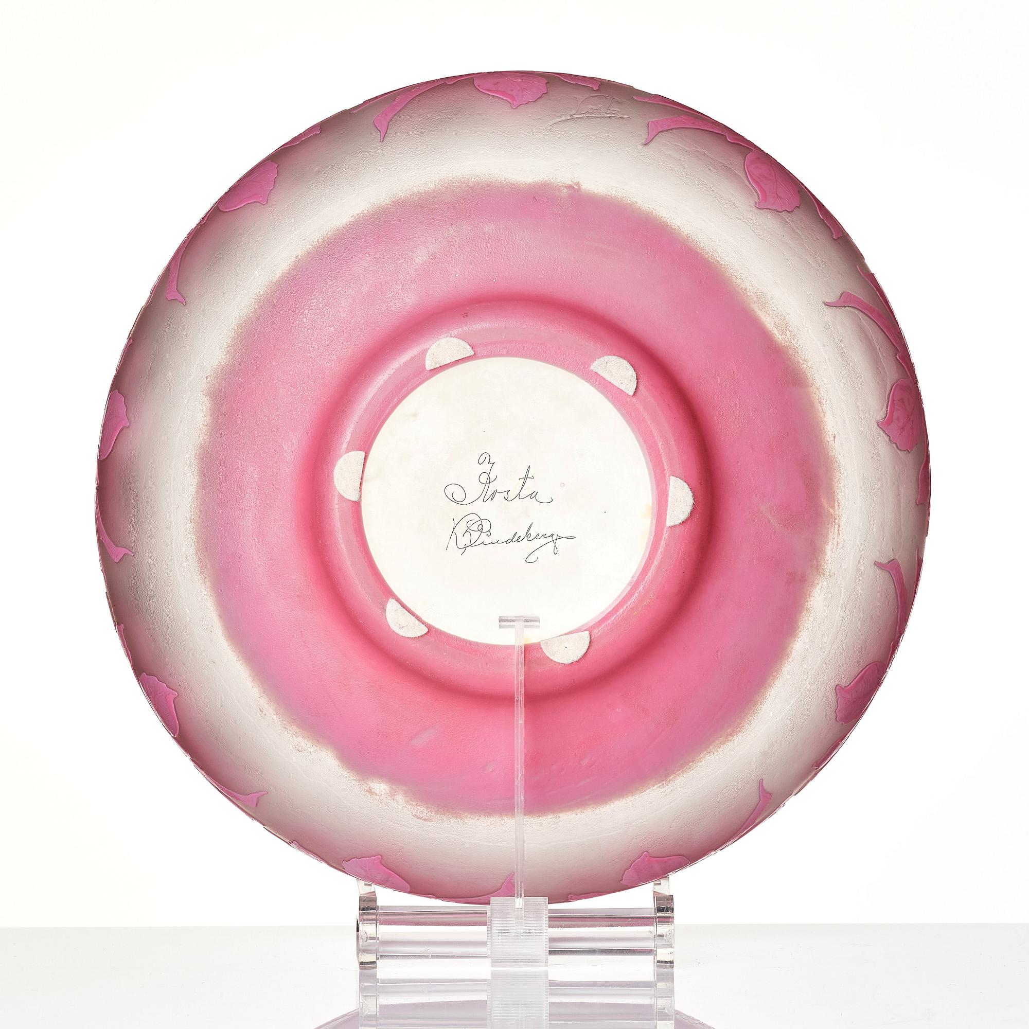 Karl Lindeberg, skål, överfångsglas, Kosta, jugend, 1910-tal, modell 107.