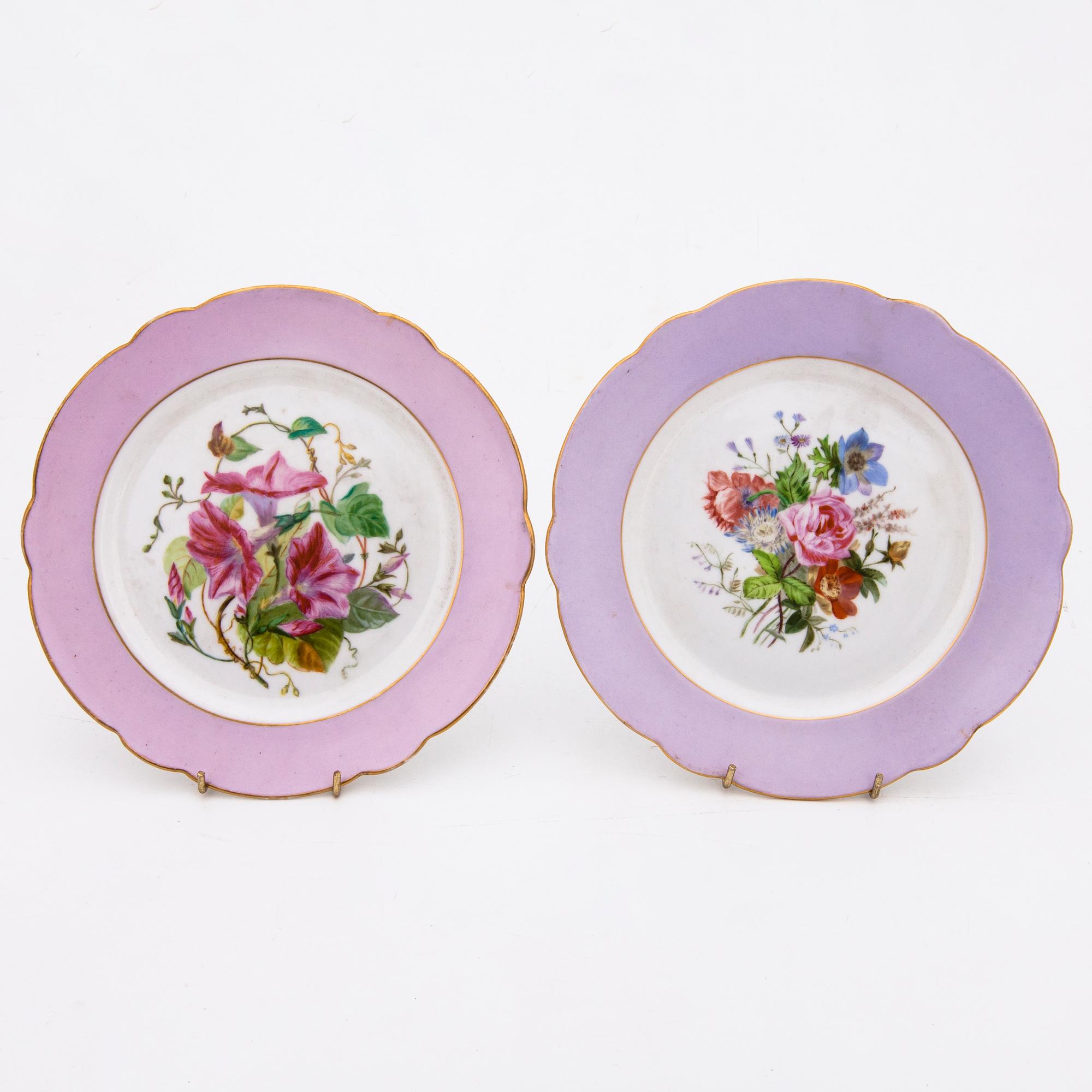 A set of five Russian porcelain plates by the Imperial Porcelain Factory, Saint Petersburg, period Alexander II.