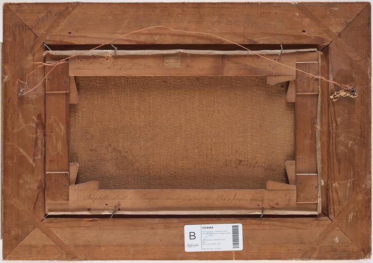 "Amphitheatret i Pompei med Vesuv i Baggrunden".