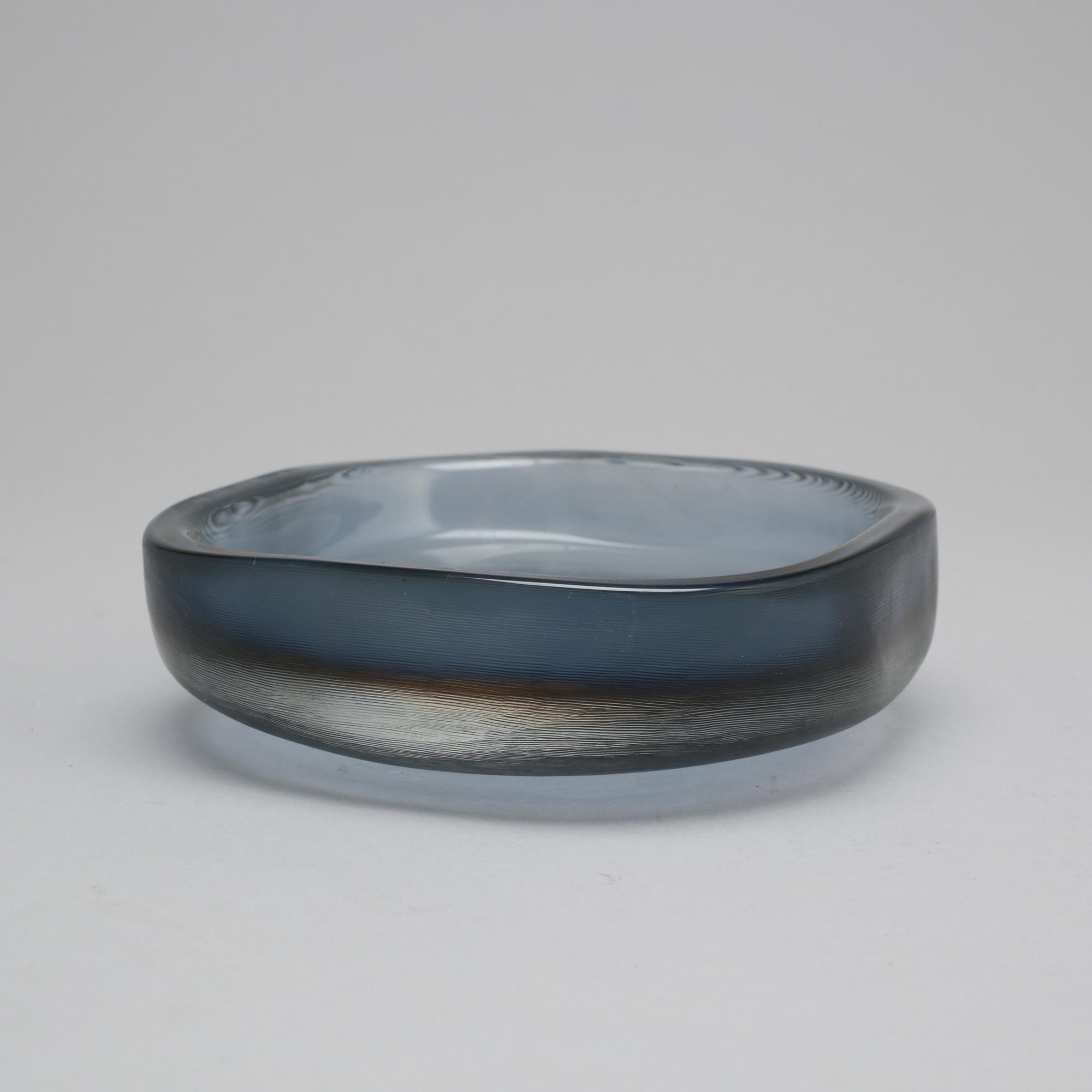 Paolo Venini, a set of three "Incisi" glass objects by Venini, Murano Italy 1950's.