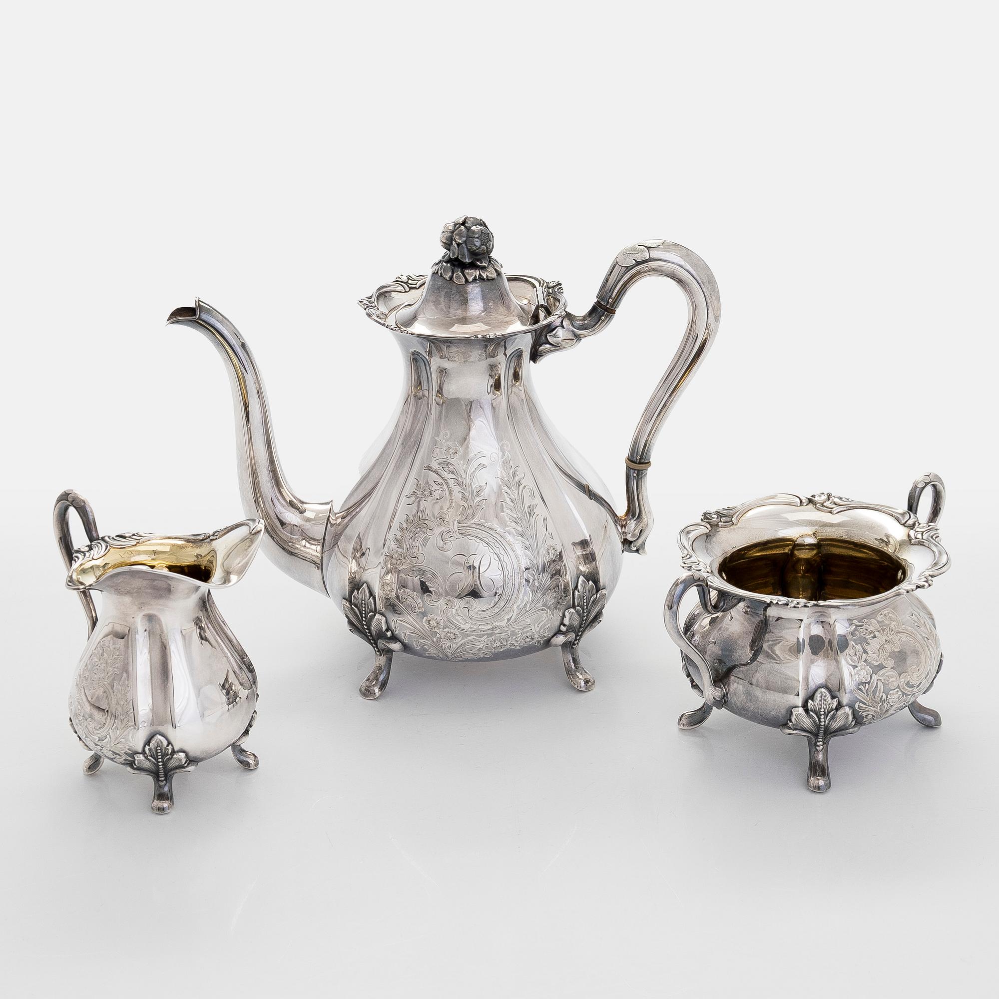 A three-piece silver coffee set, Kultakeskus, Hämeenlinna 1967.