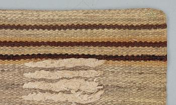 RUG. "Schackrutig, brun". Reliefrya (knotted pile in some areas). 239 x 134,5 cm. Signed AB MMF BN.