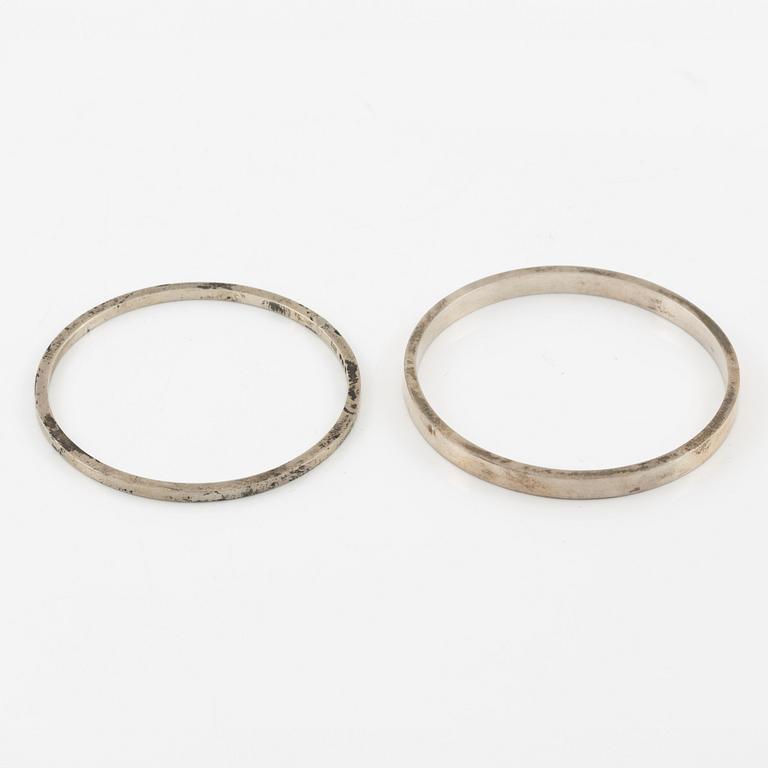 Lars Arby, five arm rings, sterling silver, Gothenburg 1963, 1966 and 1967.
