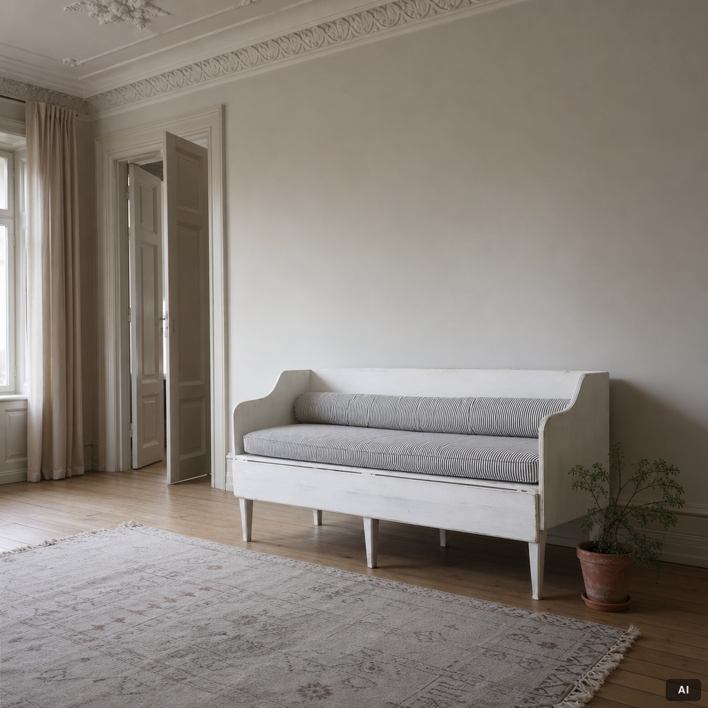 Sofa bed, Gustavian style, designed by Ingela Westergaard.