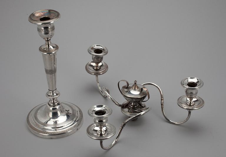 KANDELABER, nysilver, trol. Polen 1832.