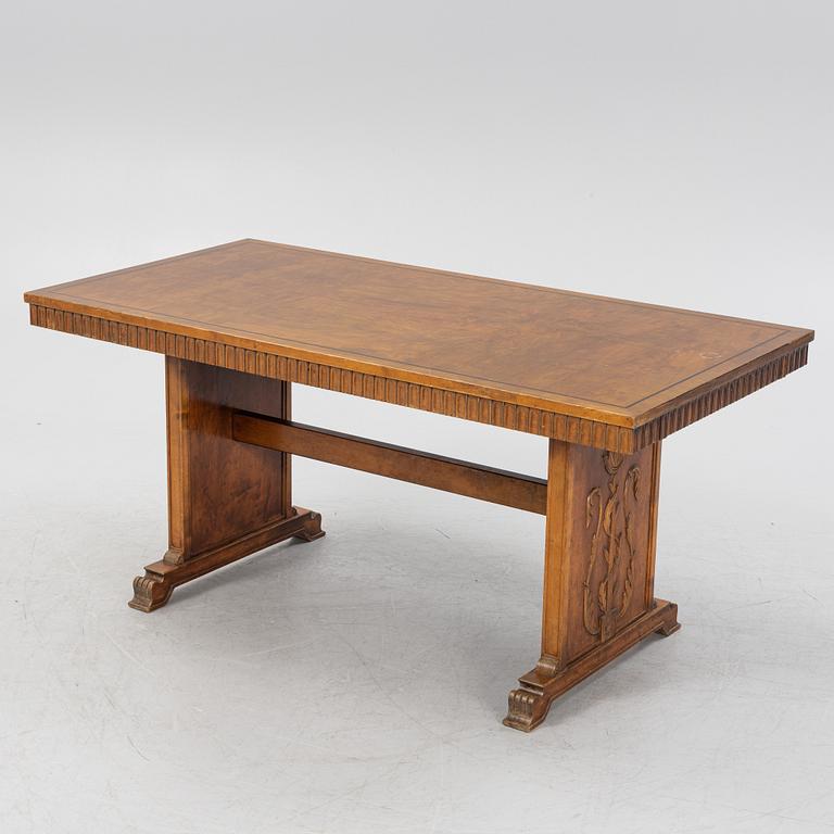 A atained birch Swedish Grace dining table, 1930's/30's.