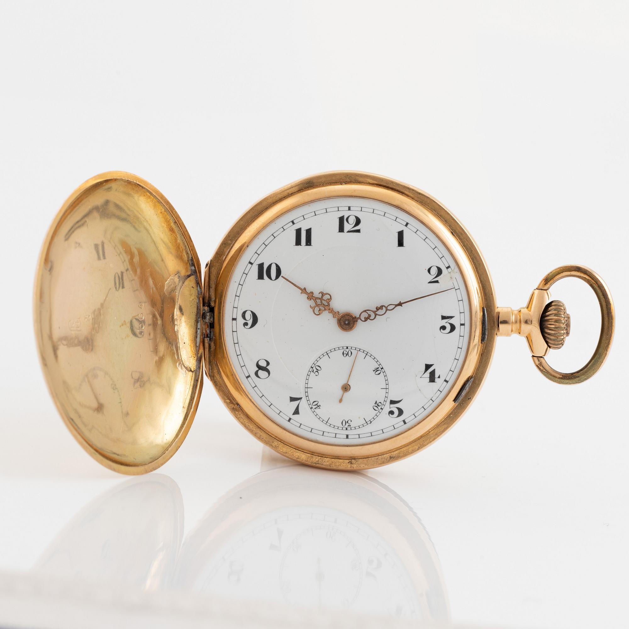 Pocket watch, 14K gold, hunter, 51 mm.