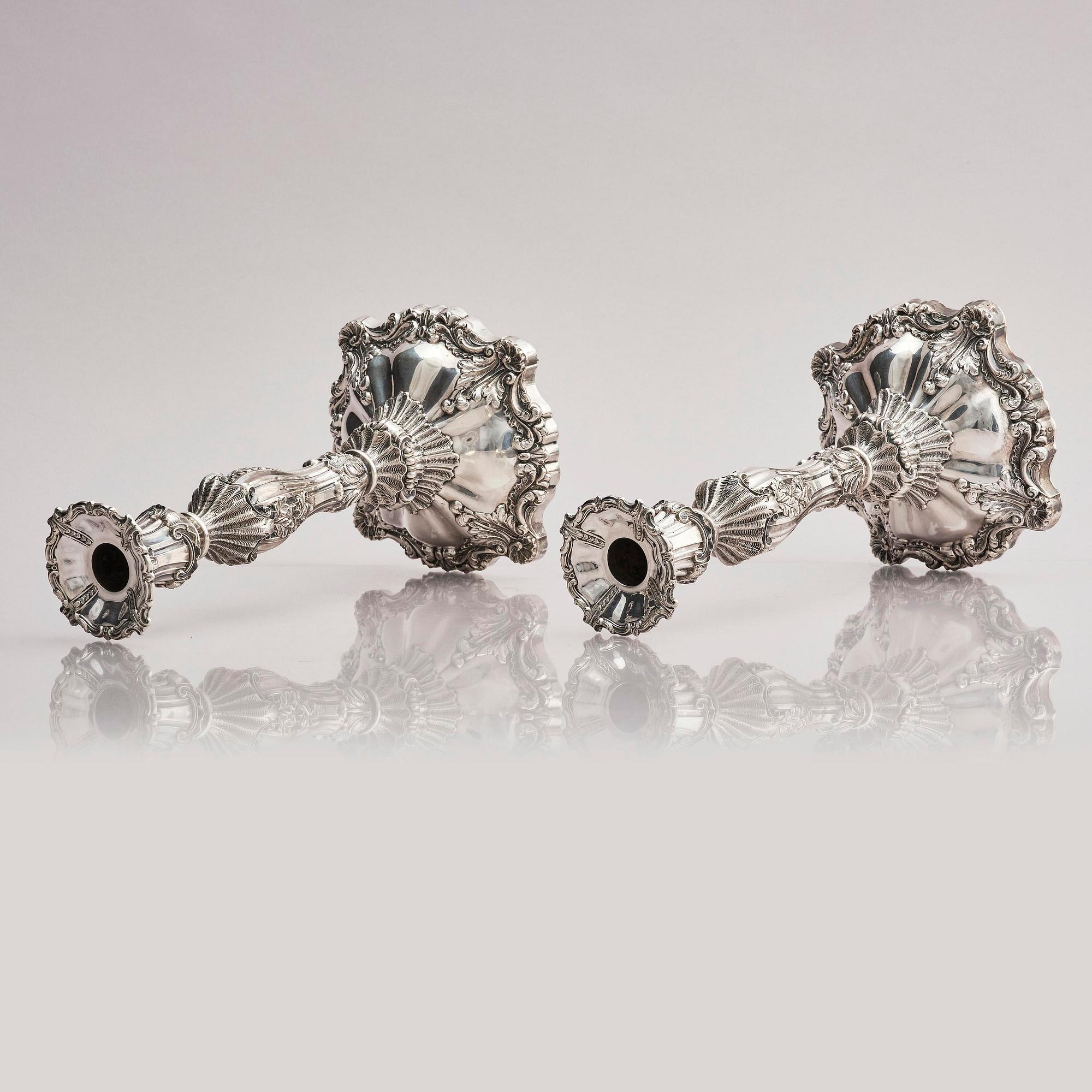 TJ & N Creswick, ljusstakar, ett par, silver, Sheffield, England, 1840.