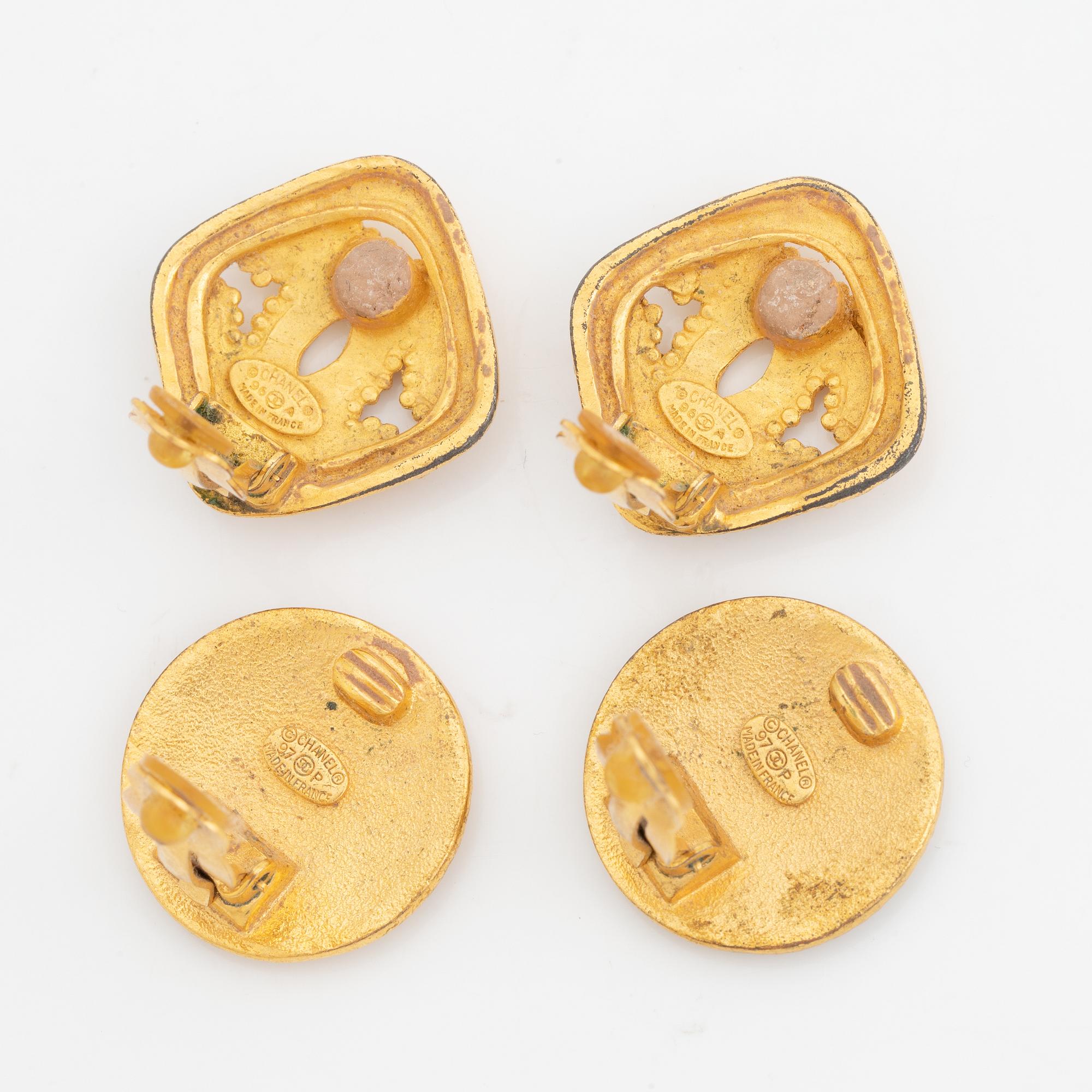 Chanel two pair clip earrings.