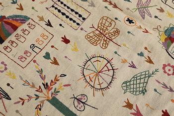 A hand-embroidered Kilim rug, approx. 240 x 181 cm.