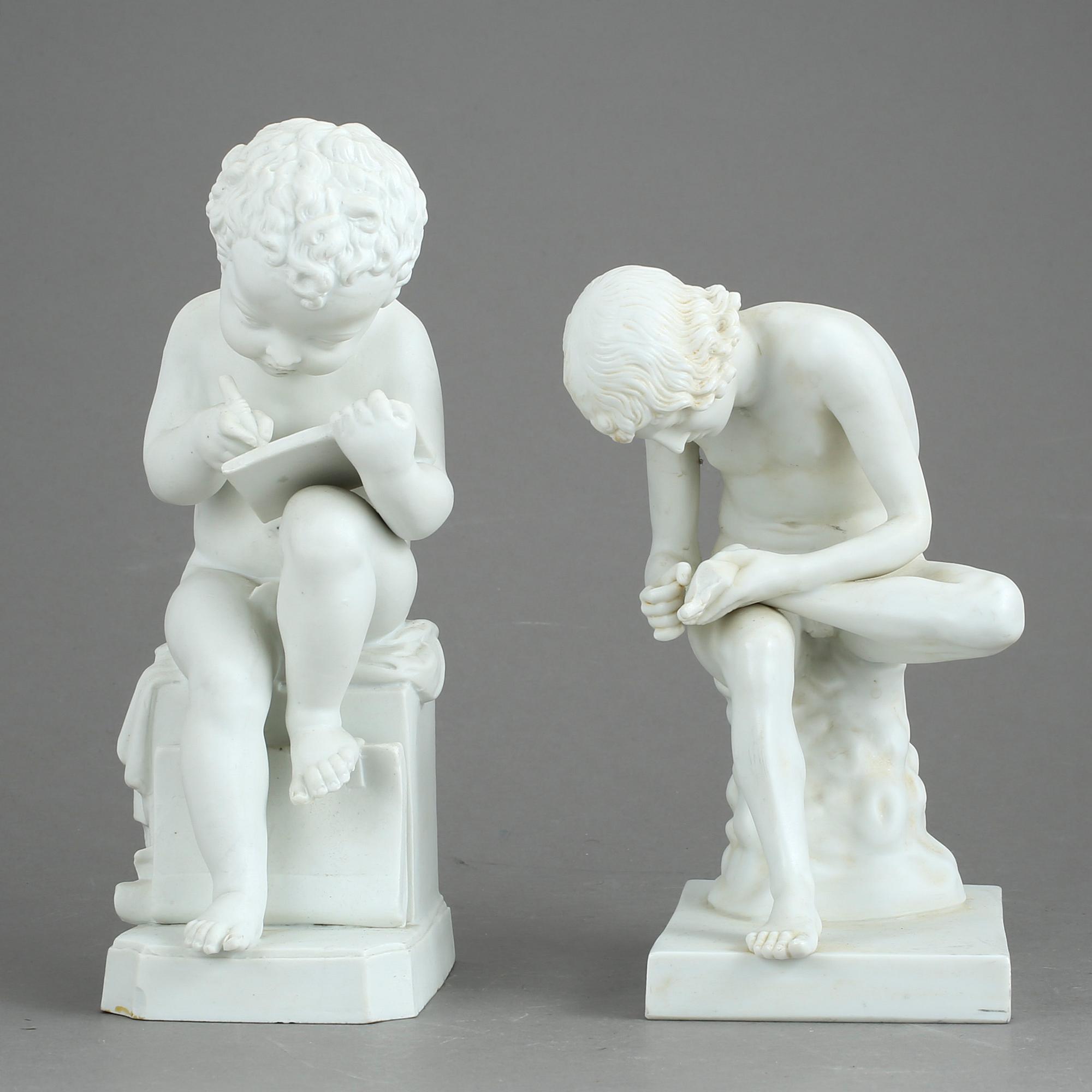 FIGURINER, 2 st, parian, omkring sekelskiftet 1900.