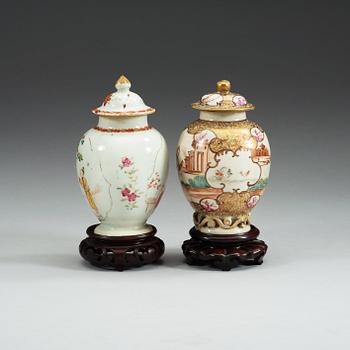 TEDOSOR med LOCK, två stycken, kompaniporslin. Qing dynastin, Qianlong (1736-95).