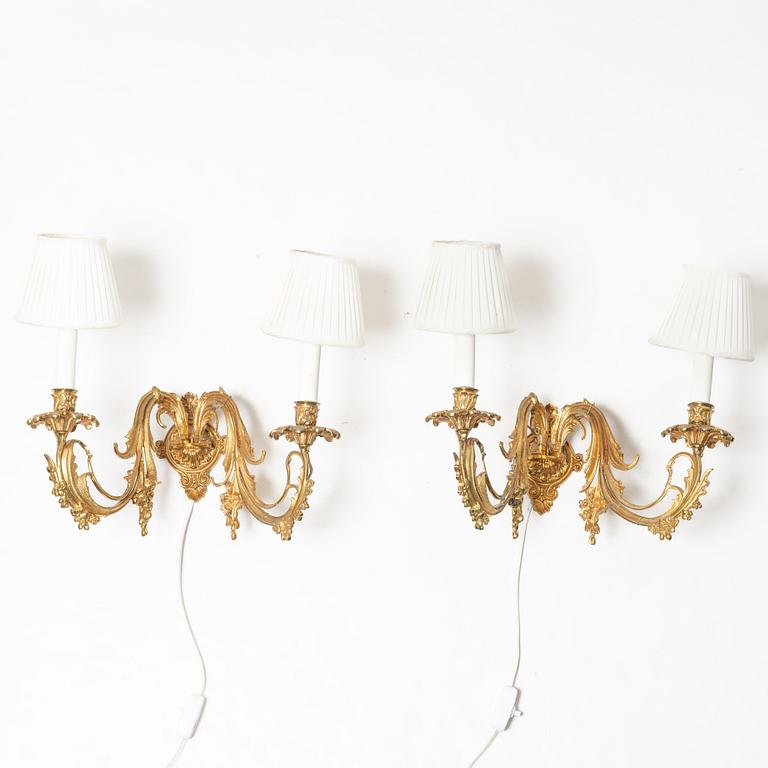Wall sconces, a pair, circa 1900.