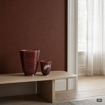 Wilhelm Kåge, two red 'Argenta' vases, stoneware, Gustavsberg, Sweden.