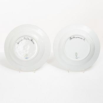 Royal Copenhagen, seven plates, 'Flora Danica', Denmark.