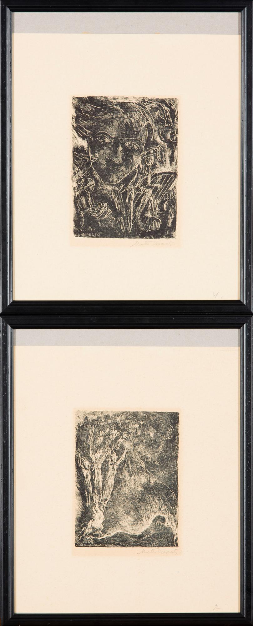 MATTI VISANTI, litografier, 2 st, signerade och daterade 1944 i plåten.
