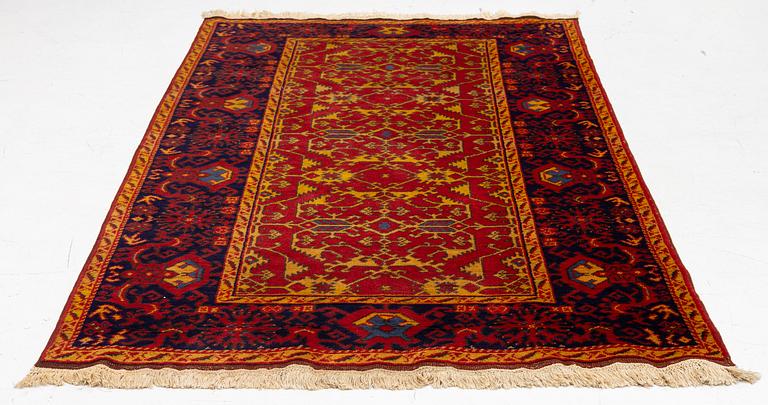 A semi antique Romanian "Lotto" rug, c. 214 x 123 cm.