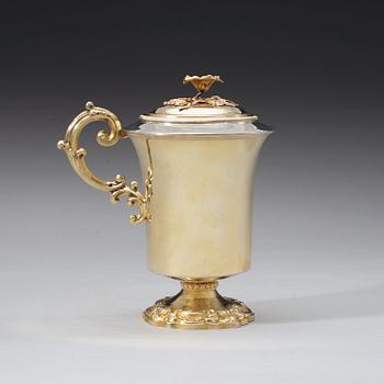 MUGG med lock, icke identifierad mästarstämpel, Moskva 1847.