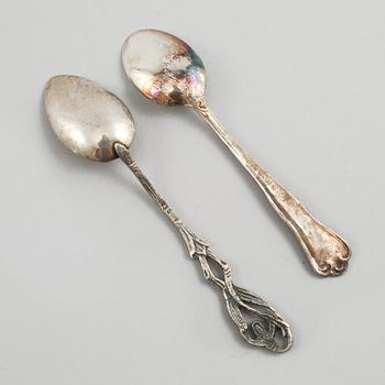 TESKEDAR, 10+12 st, silver, stämplade MEMA, Lidköping, respektive svenska importstämplar. Vikt 189 g.