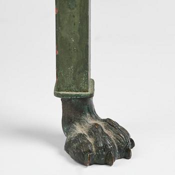 A table with Swedish 'Orrlok' porhyry top, early 19th century on a later bronze stand.