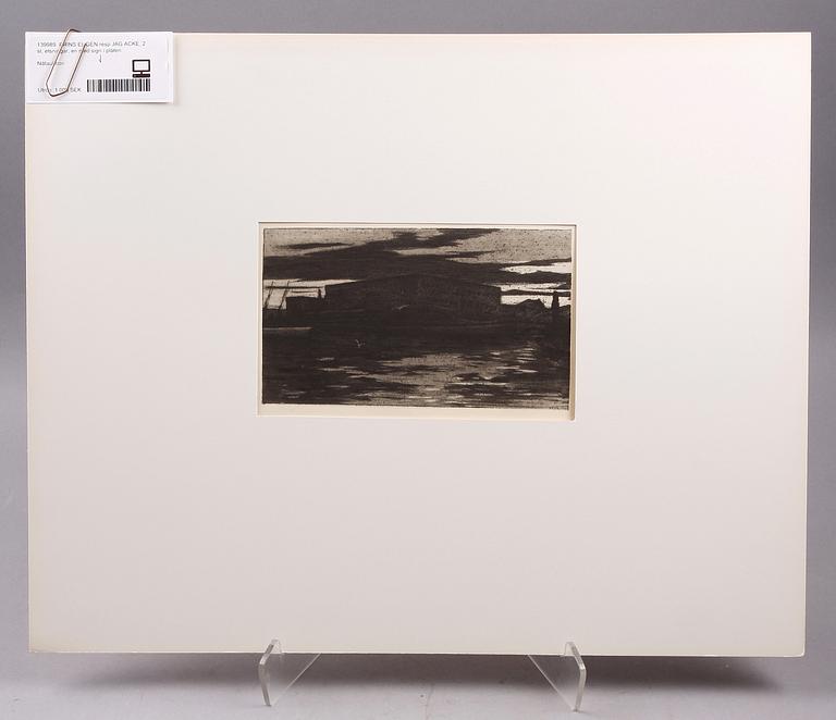 PRINS EUGEN resp JAG ACKE, 2 st, etsningar, en med sign i plåten.