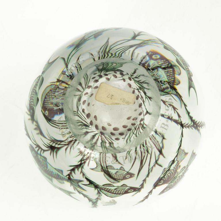 Edward Hald, vas, glas, "fiskgraal", Orrefors, 1900-talet mitt.