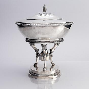 A Swedish Empire silver tureen on stand, mark of Adolf Zethelius, Stockholm 1828.
