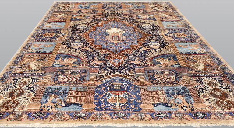 A figural Kashmar carpet, approx. 385 x 298 cm.