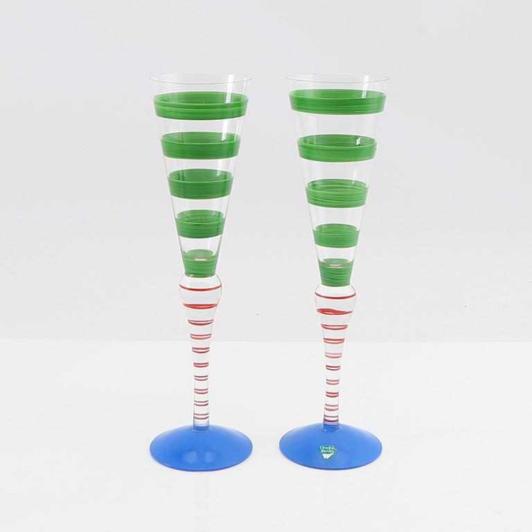 Anne Nilsson, servis 13 st  "Clown" signerade, Orrefors sent 1900-tal.