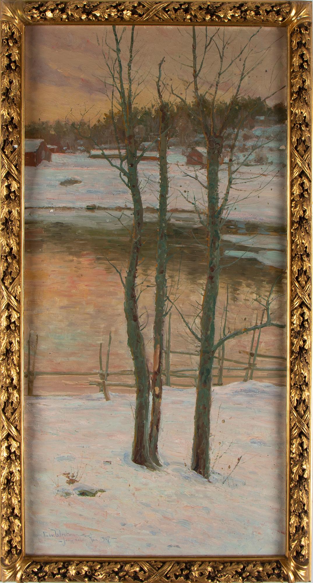 EDVARD WESTMAN, olja på duk, signerad Edv. Westman och daterad Jungfruskär Jan 1907.