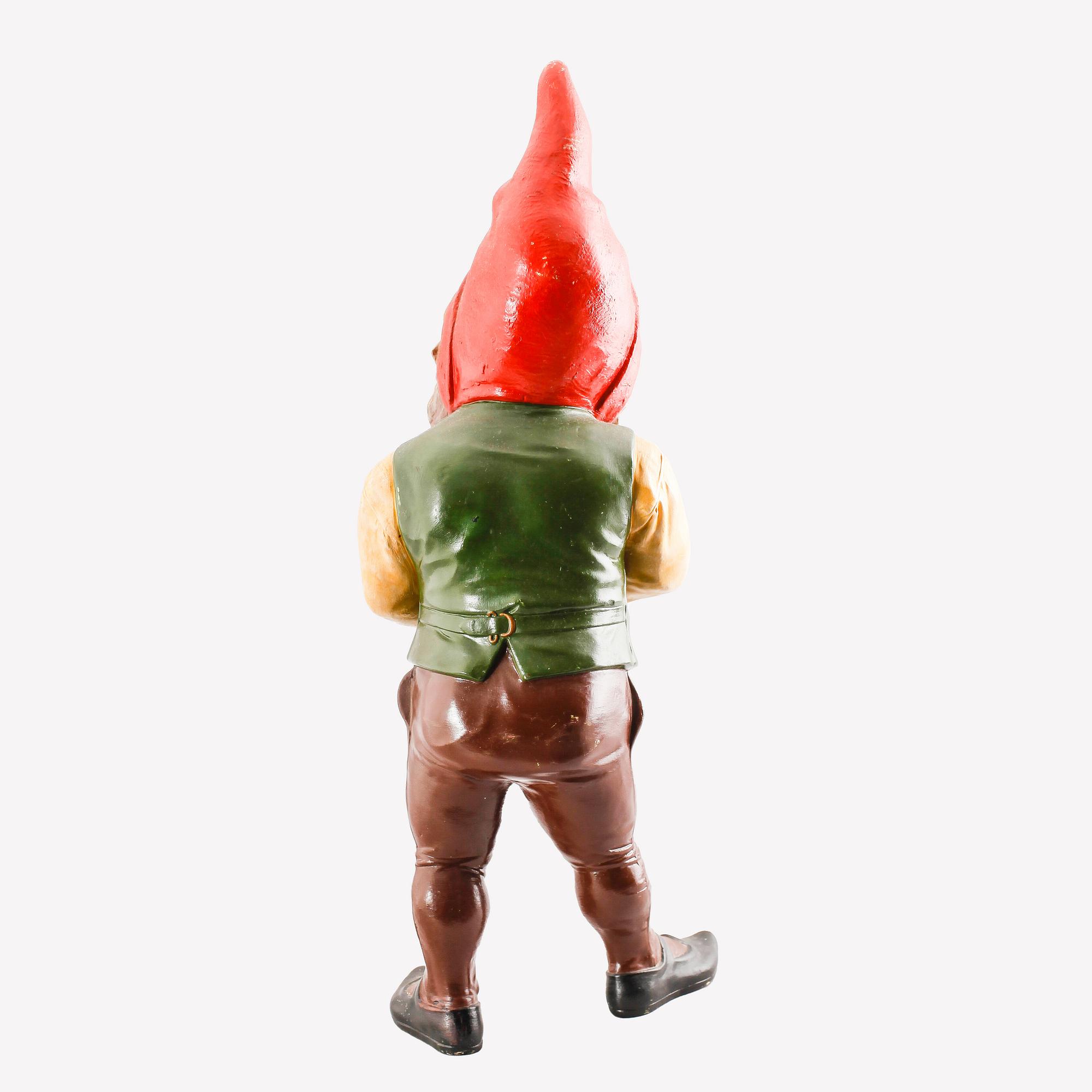 Gnome probably Germany mid-20th century painted terracotta.