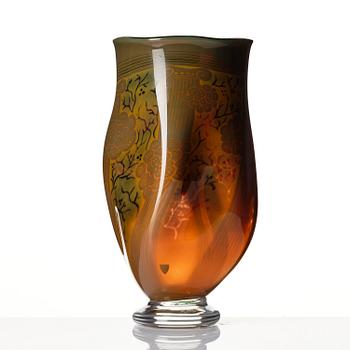 Gunnar Cyrén, a graal glass vase, Orrefors, Sweden 1989.