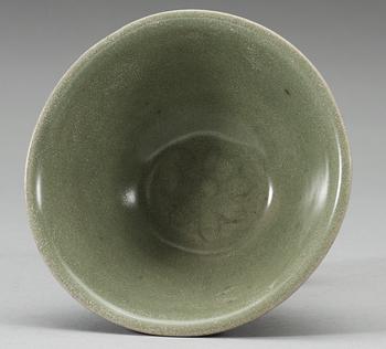 A celadon glazed stem cup, Ming dynasty (1368-1644).