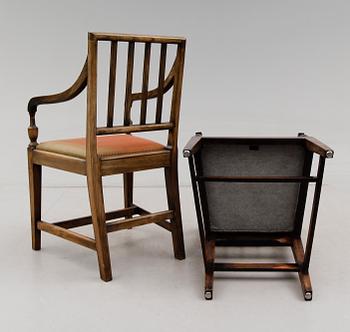 STOLAR 6 st och KARMSTOLAR 2 st, England, omkring år 1800 och 1900-tal.