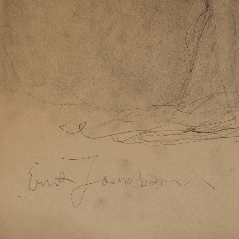 Ernst Josephson, pencil, signed Ernst Josephson and dated oktober 1873.