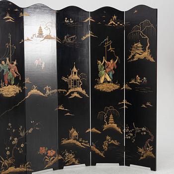 A lacquer folding screen, mid 1900s.