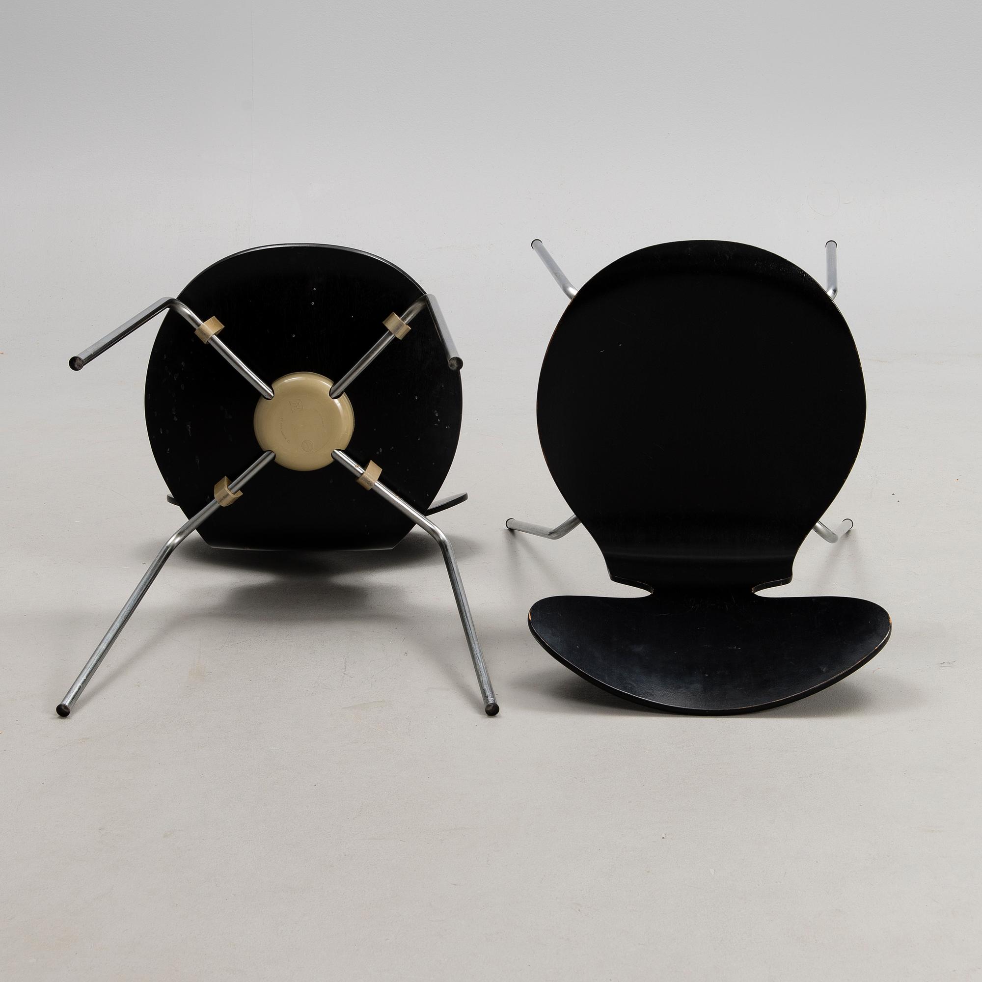 ARNE JACOBSEN, TUOLEJA, 4 kpl, "Myran", Fritz Hansen, Tanska 1971.