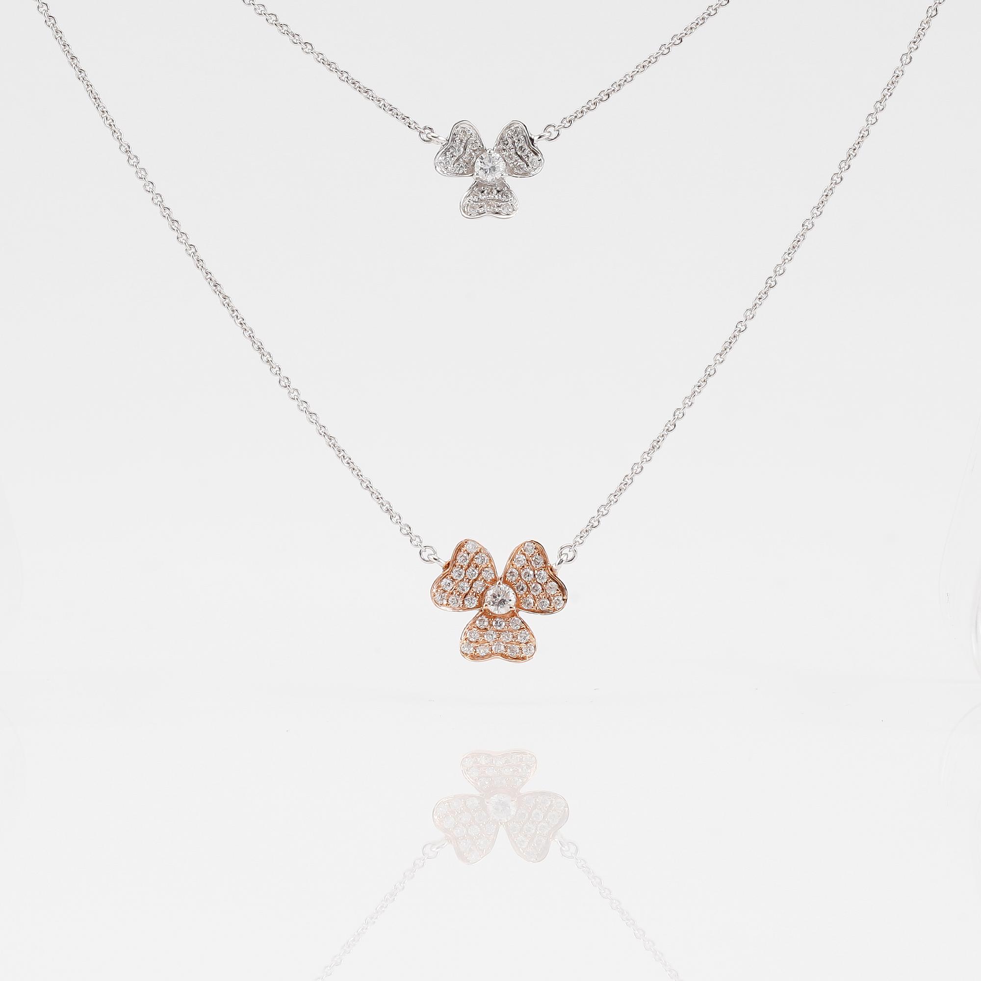 COLLIER, 18K vitguld/roséguld och diamanter tot ca 0.28 ct.