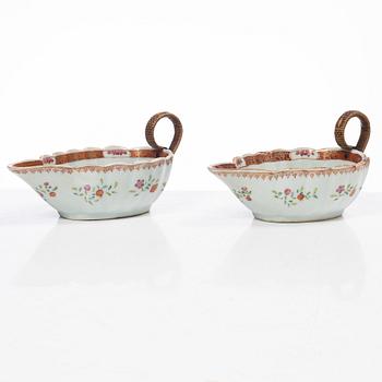 A pair of porcelain sauce bowls, China, Qianlong (1736-95).