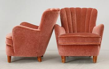 FÅTÖLJER, ett par, art déco, 1930-tal.