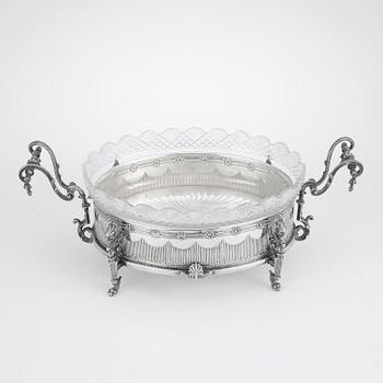 JARDINJÄR, nysilver, glas, nyrenässans, sent 1800-tal.