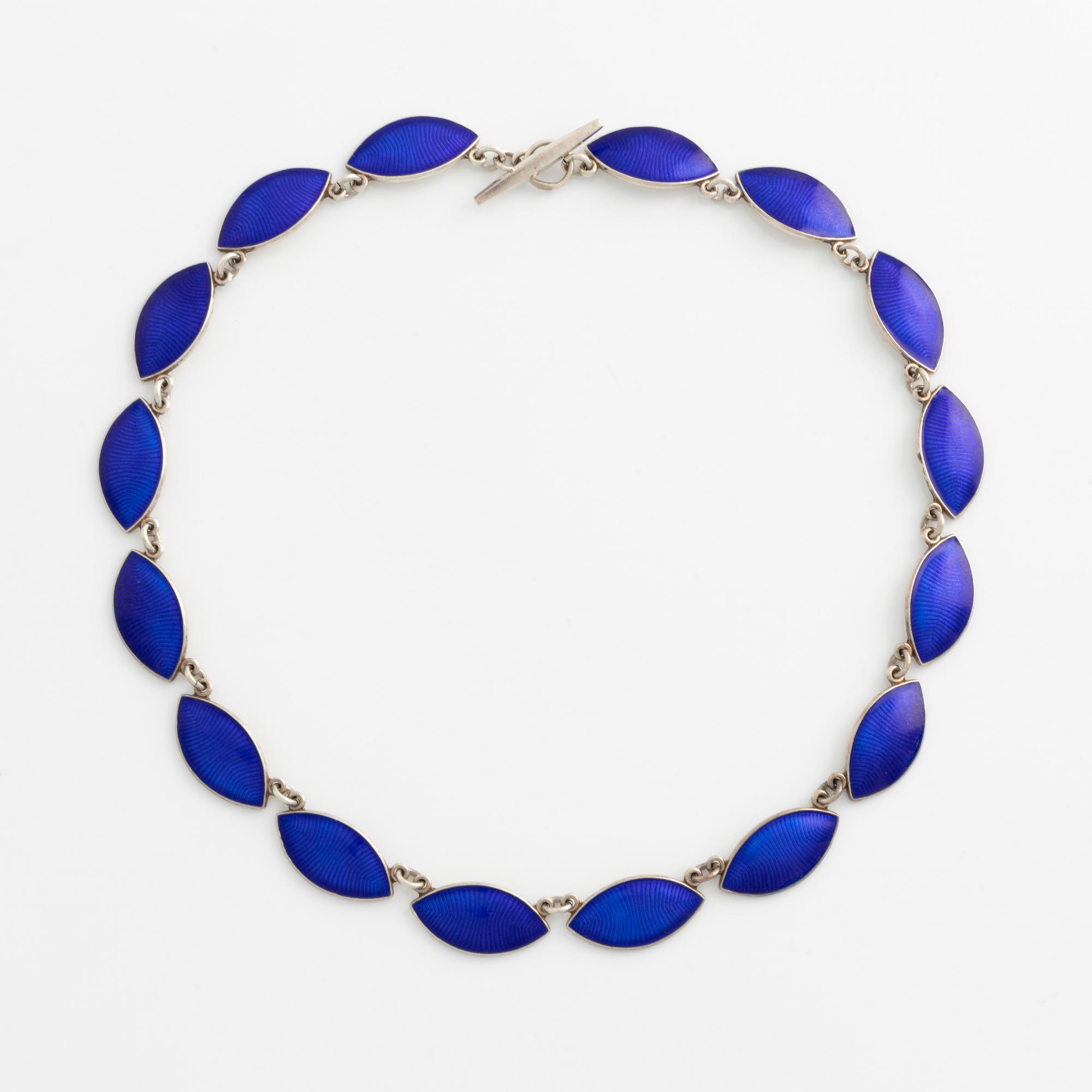 Collier and earrings, Meka and Volmer Bahner silver and blue enamel, Denmark.