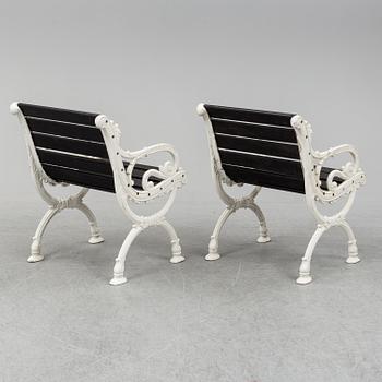 A pair of garden armchairs, Byarum.