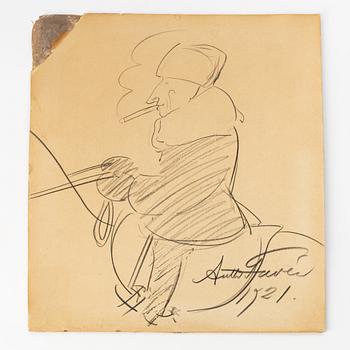 Antti Favén, charcoal drawing, signed and dated 1921.